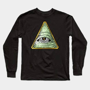 Money God illuminati art with great eye and dolar symbol Long Sleeve T-Shirt